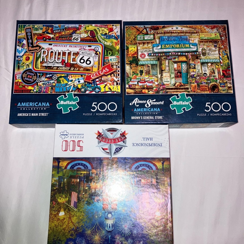 Buffalo David Bitton Americana 500-Piece Puzzles - Blue, Red, Yellow, Green
